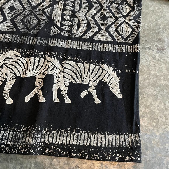 Vintage Zebra All Over Print Shirt Mens Large One Size EZL Tribal AOP USA Black - Picture 12 of 12
